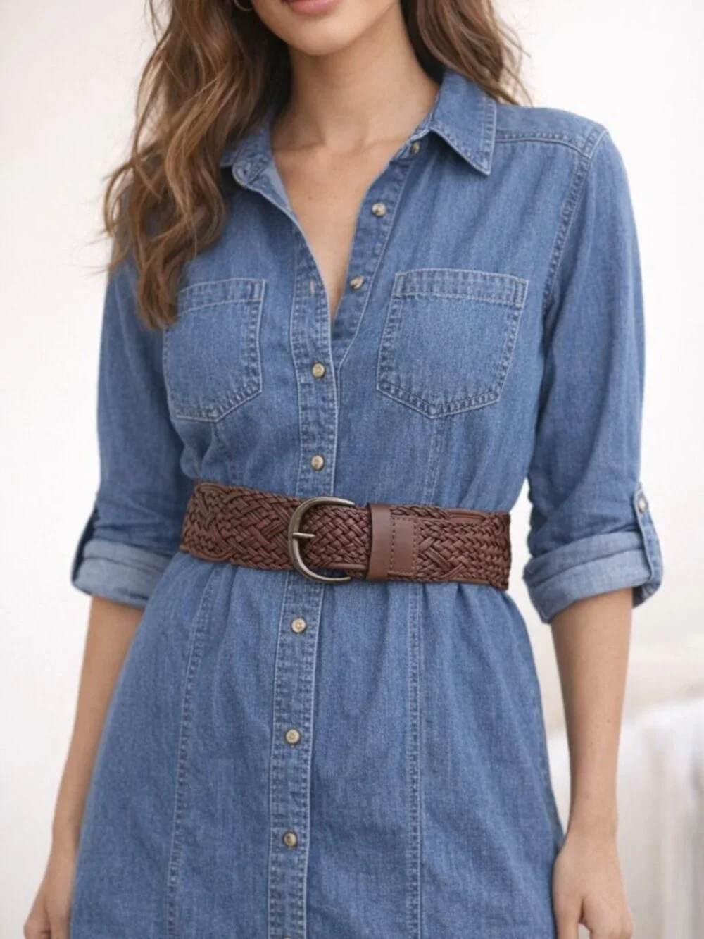 Chocolate Brown Leather Woven Braided Wide Western Rockabilly Belt NEW